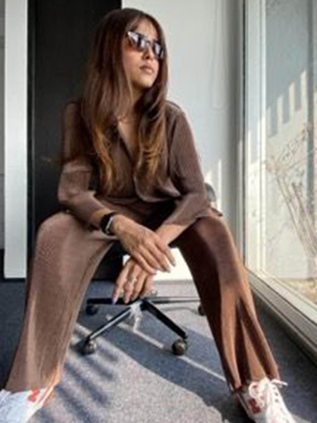 

Hermyne Shirt Collar Shirt and Trousers, Brown