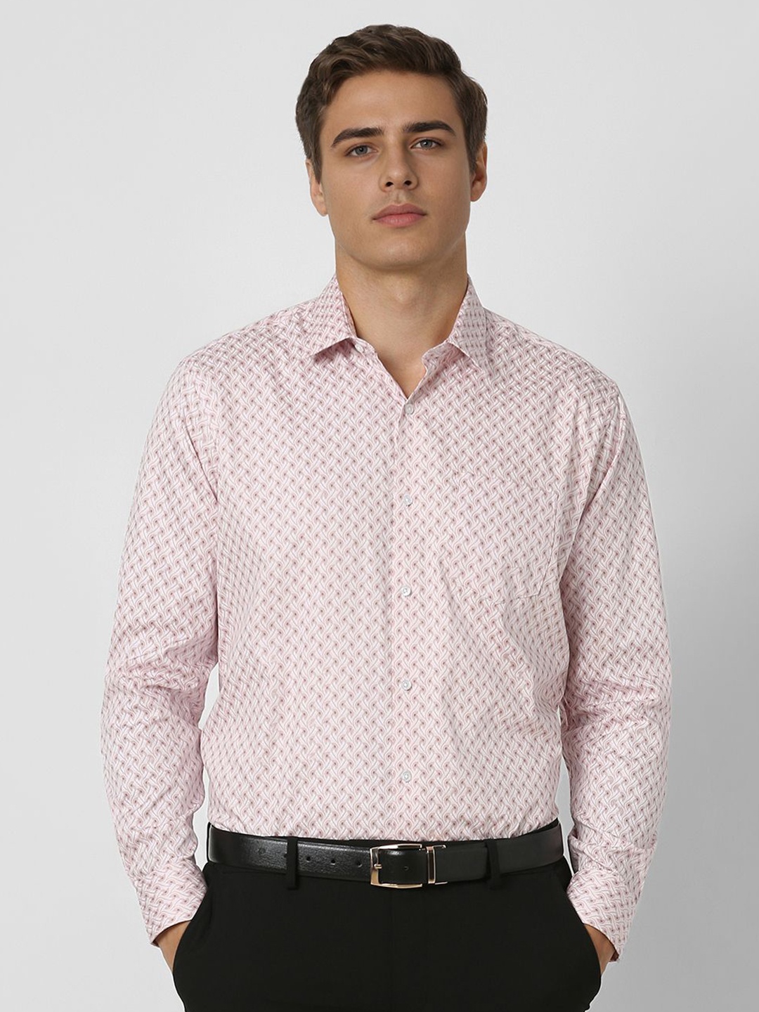 

Van Heusen Men Opaque Printed Formal Shirt, Pink