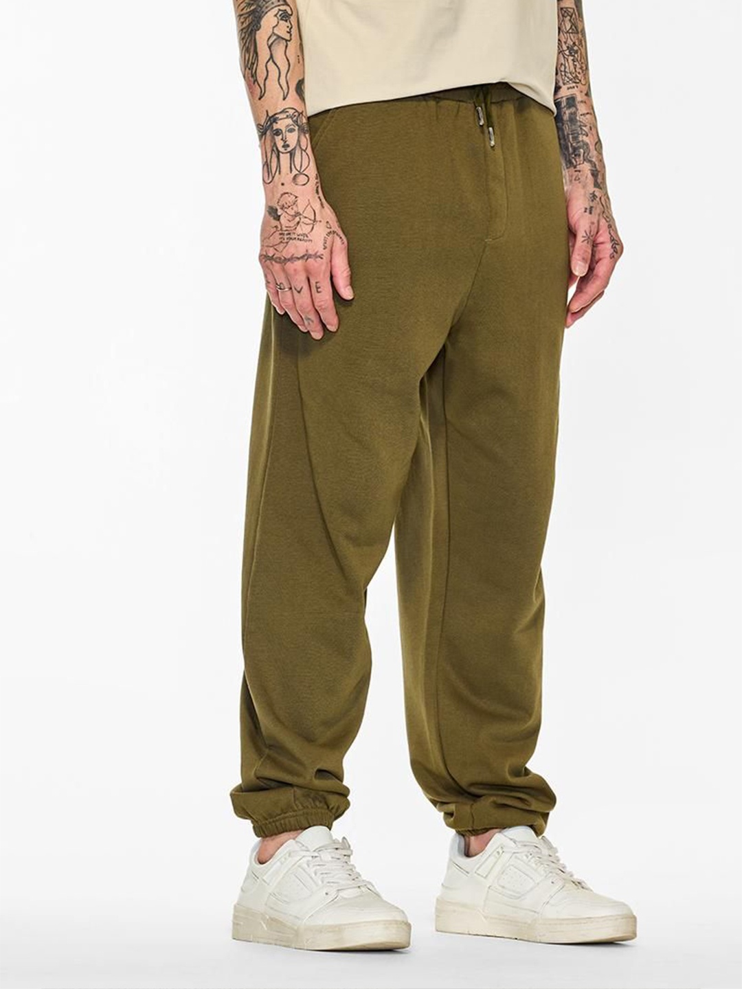 

Snitch Men Pure Cotton Mid Rise Joggers, Olive