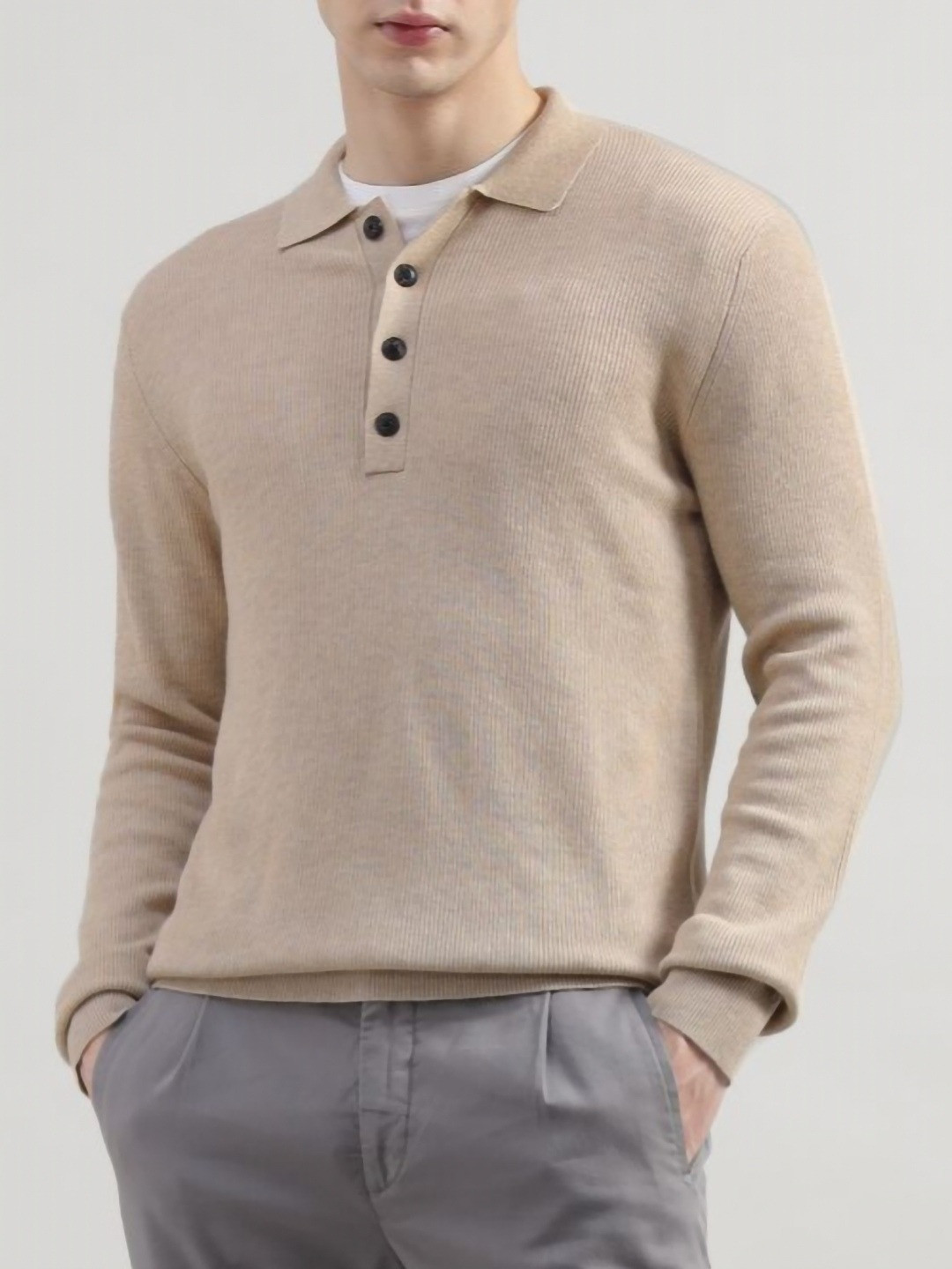 

HACKETT LONDON Men Solid Polo Collar Cotton T-shirt, Beige