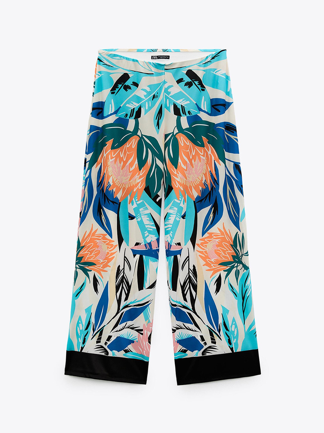 

ZARA Women Floral Printed Pleated Trousers, White