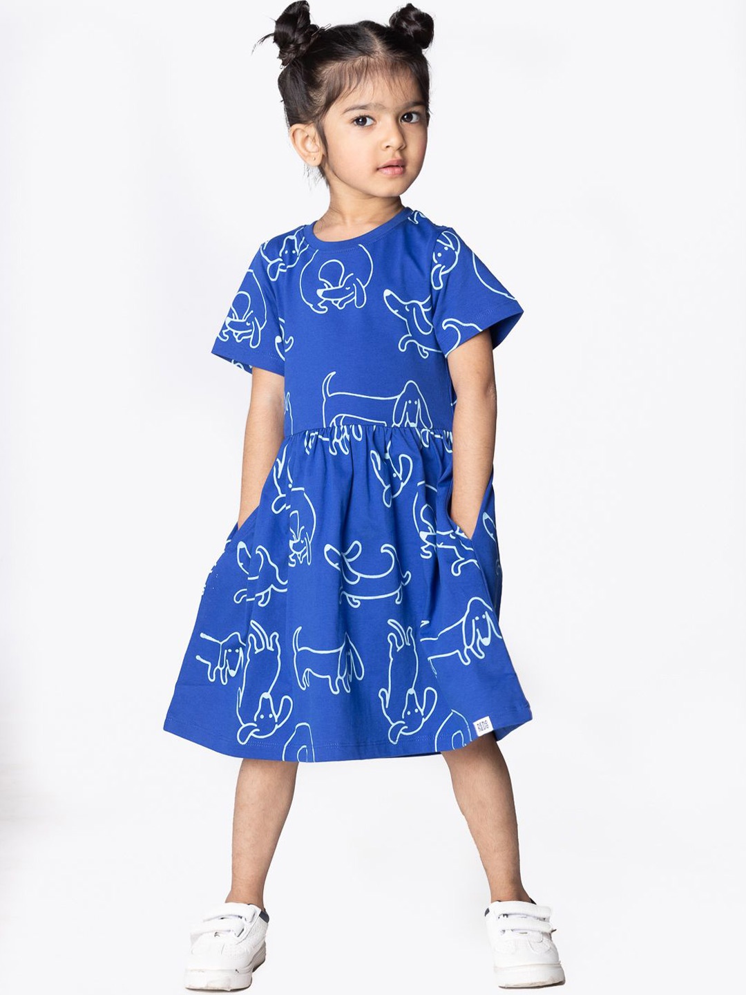 

Reedoo Girls Fit & Flare Poodle Dress, Blue