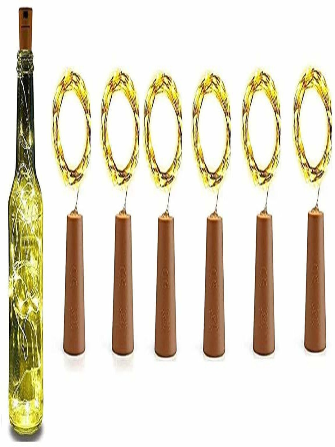 

ENORMITY White & Brown 6 Pieces Rice Shape Cork String Lights