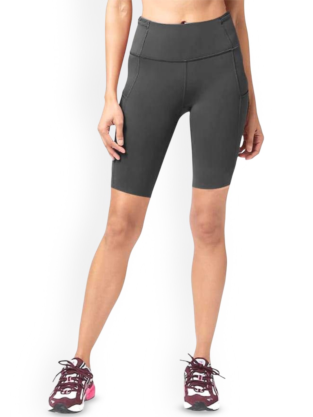 

Flingr Women Skinny Fit Dri-FIT High-Rise Sports Shorts, Black