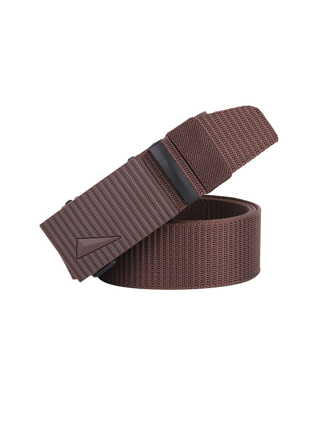 

Metronaut Men Textured Slider Buckle Belt, Brown