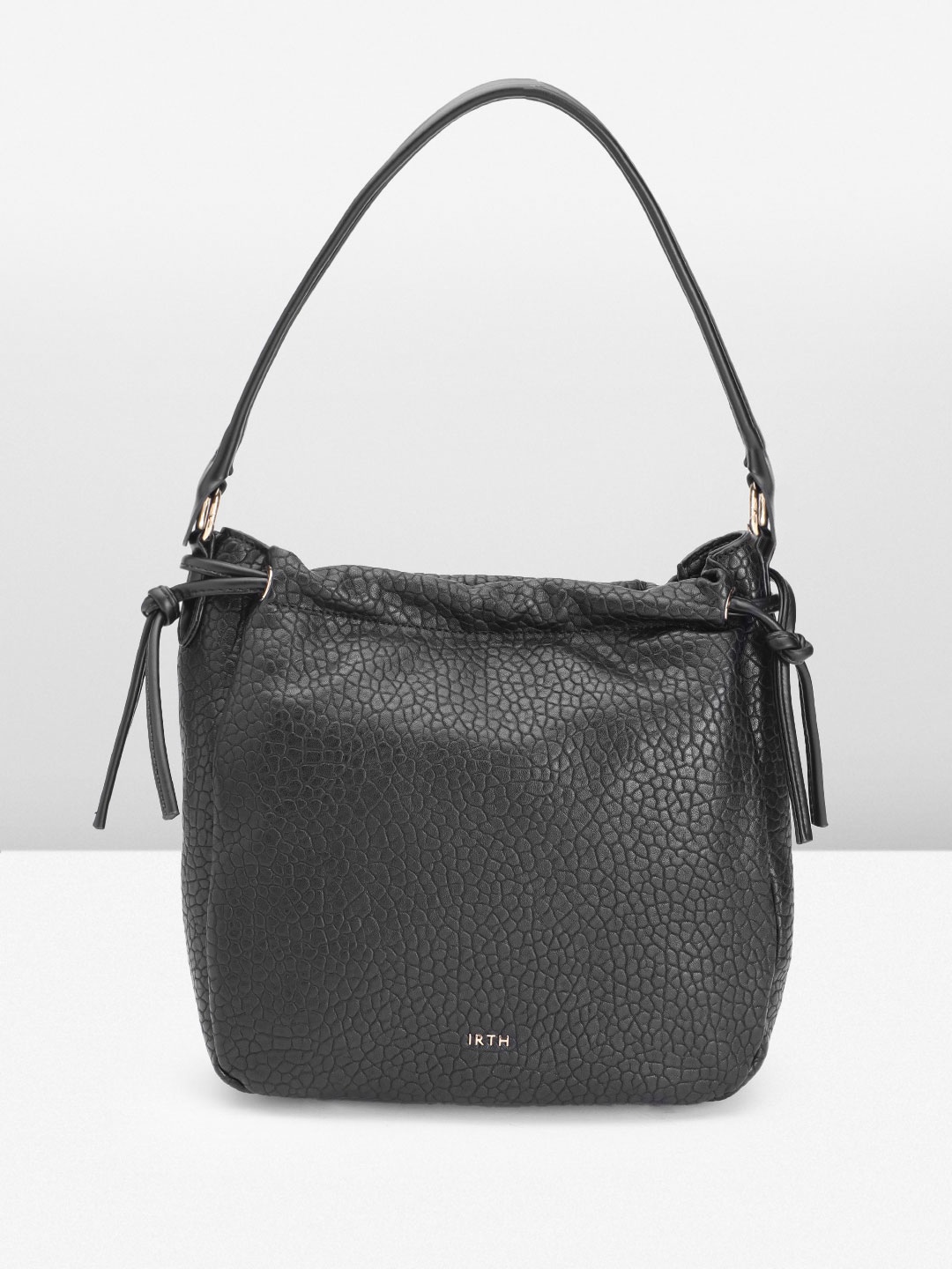 

IRTH Textured Structured Shoulder Bag, Black