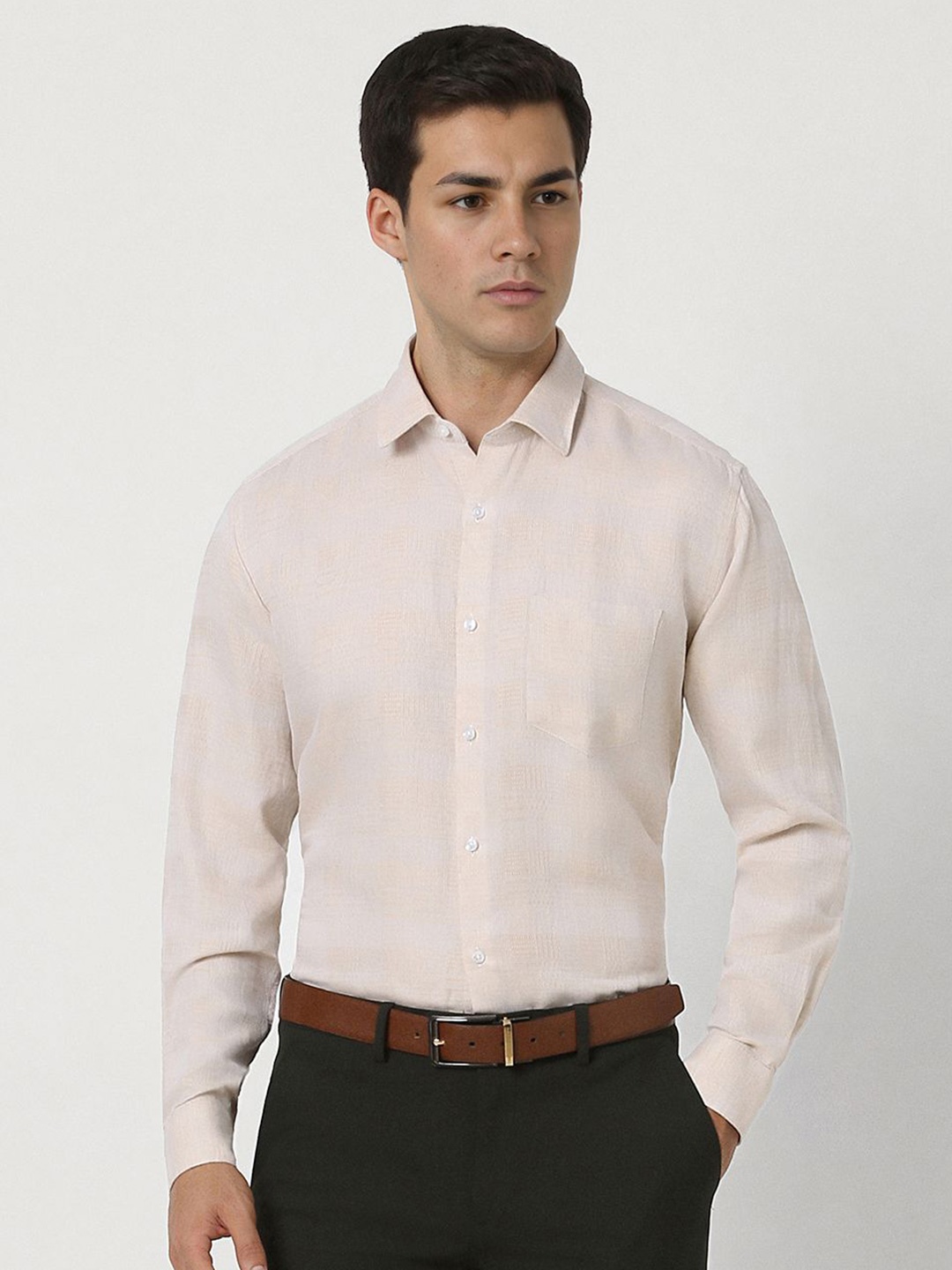 

Van Heusen Men Opaque Formal Shirt, Beige