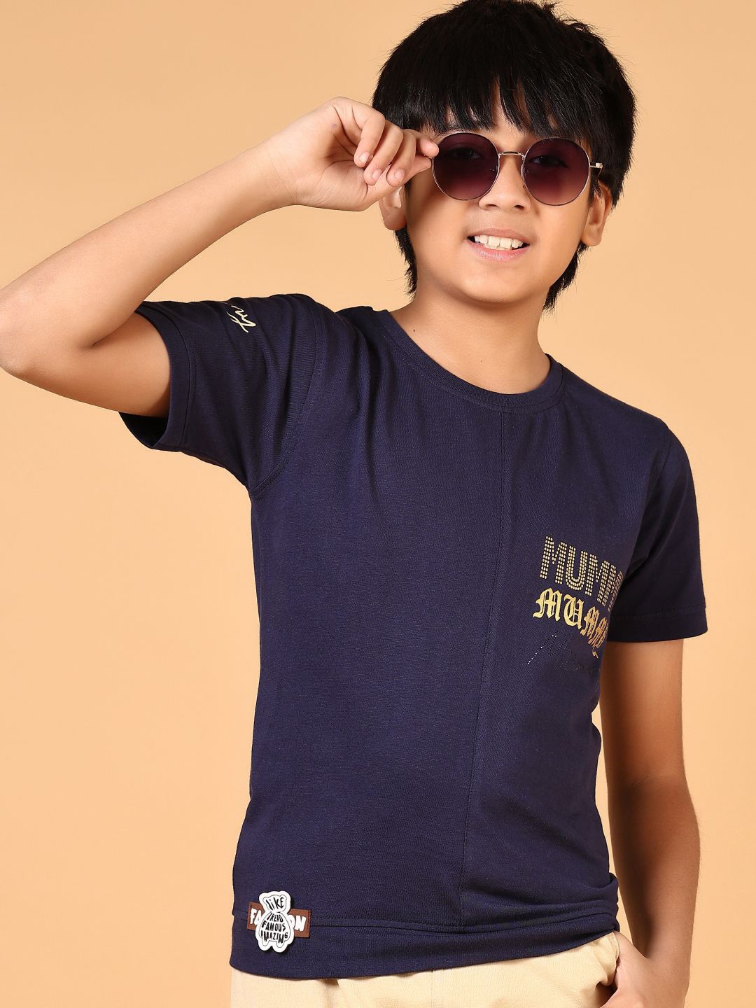 

V-Mart Boys Printed Pure Cotton T-Shirt With Shorts, Navy blue