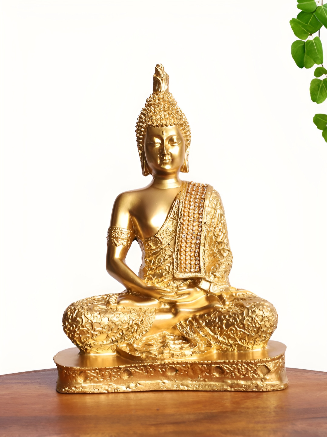 

INTERNATIONAL GIFT Gold-Toned Golden Meditating Buddha Idol Showpiece