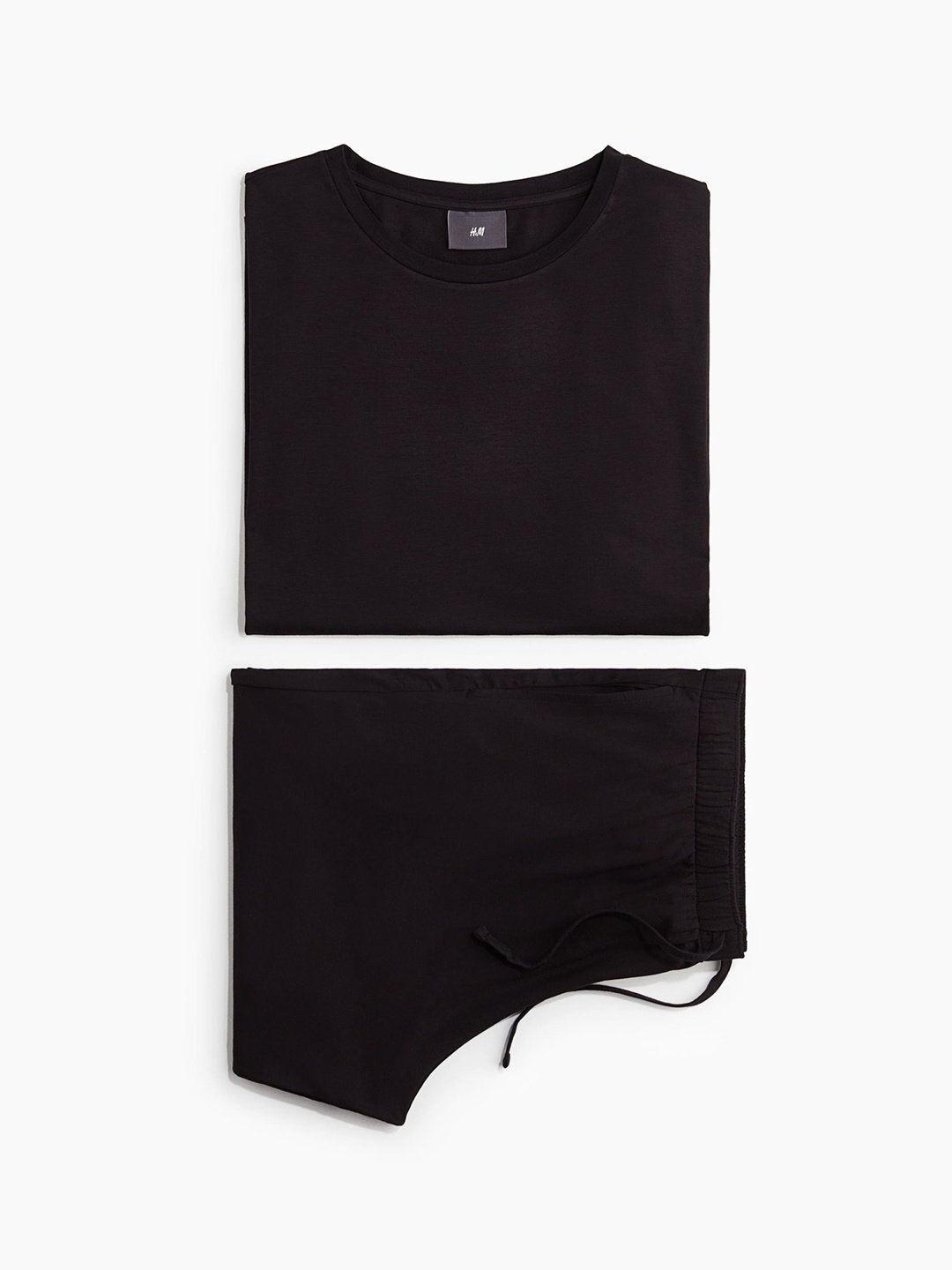 

H&M Jersey Pyjama T-Shirt And Shorts, Black