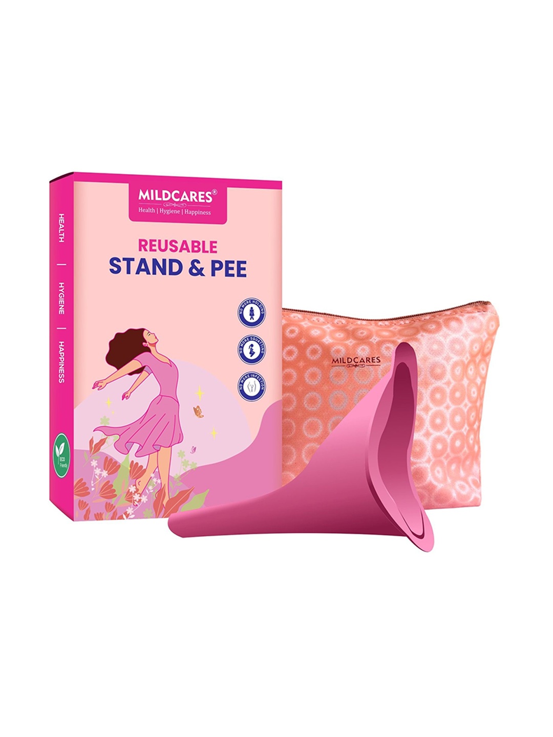 

MILDCARES Stand & Pee Reusable Urination Device & Carry Pouch, Pink