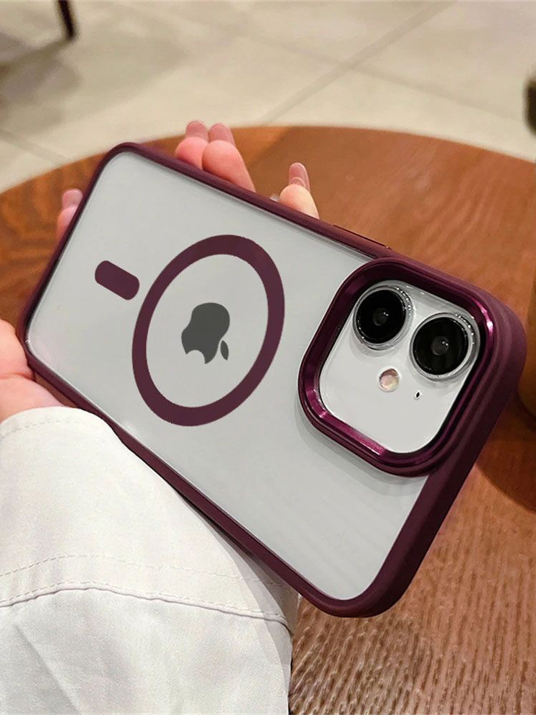 

Luxury Kase LK096 Mag-Safe Magnetic Wireless Charging Lens Protector iPhone 11 Back Case, Burgundy