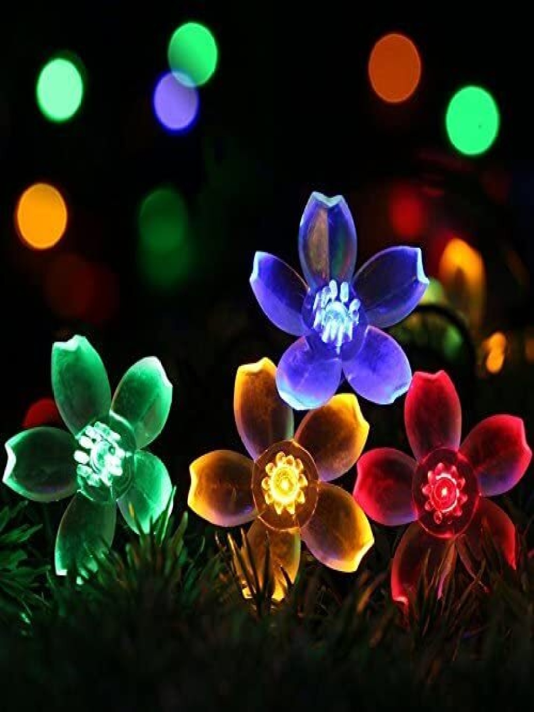

ENORMITY Blue & Green Flower Shape String Lights