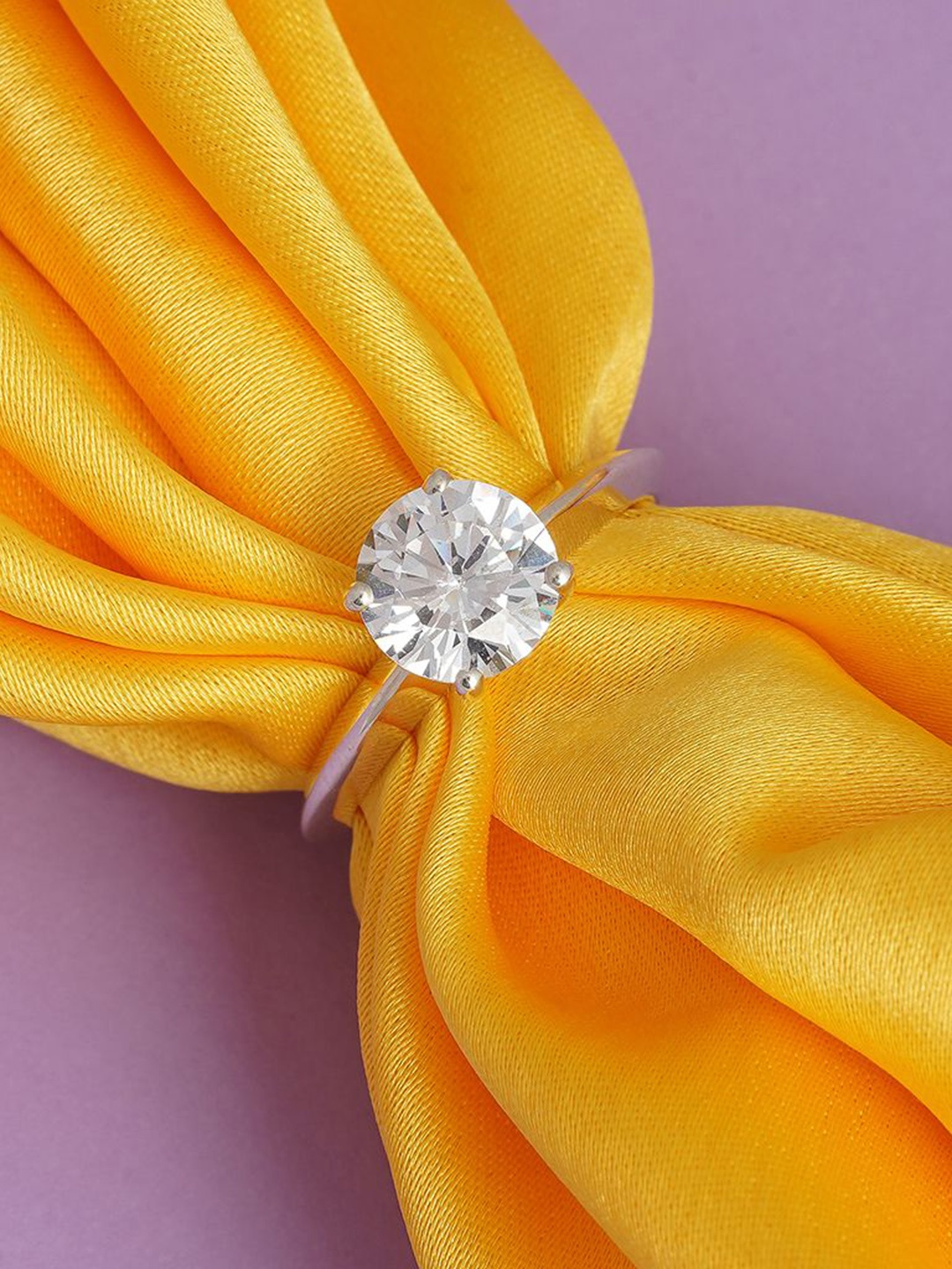 

Zalkari 925 Sterling Silver Plated CZ Stone Studded Finger Ring