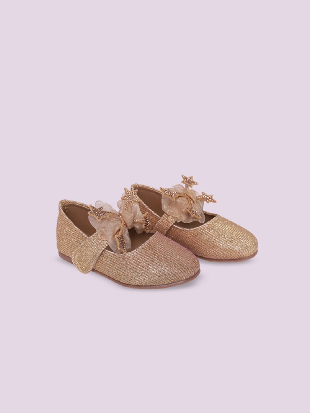 

Minesole Girls Embellished Bows Ballerinas, Gold