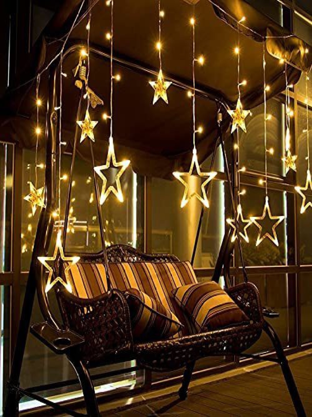 

SPARK WORLD Yellow Star-Shaped LED Curtain String Light