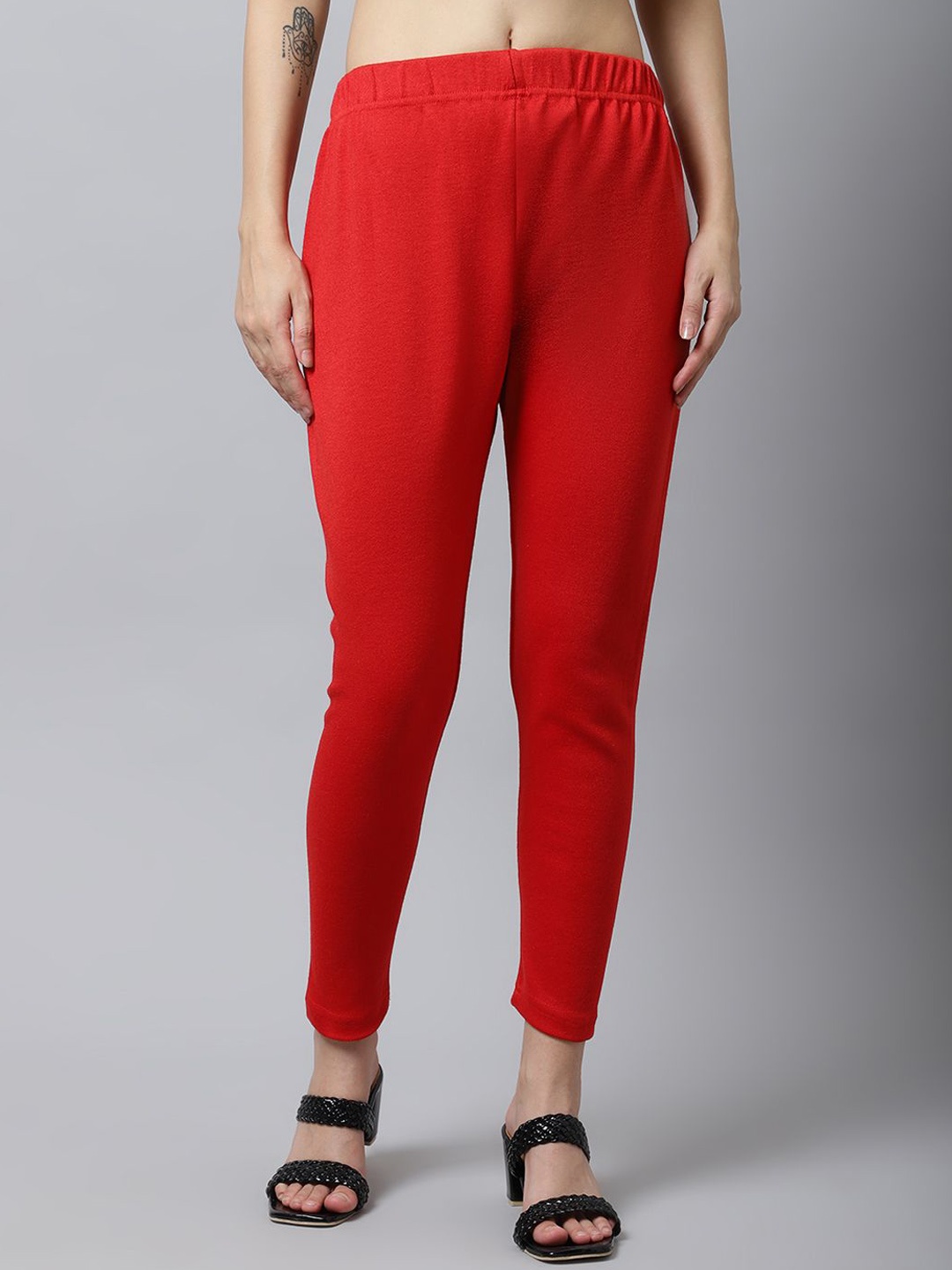 

Valles365 by S.C. Woolen Ankle-Length Leggings, Red