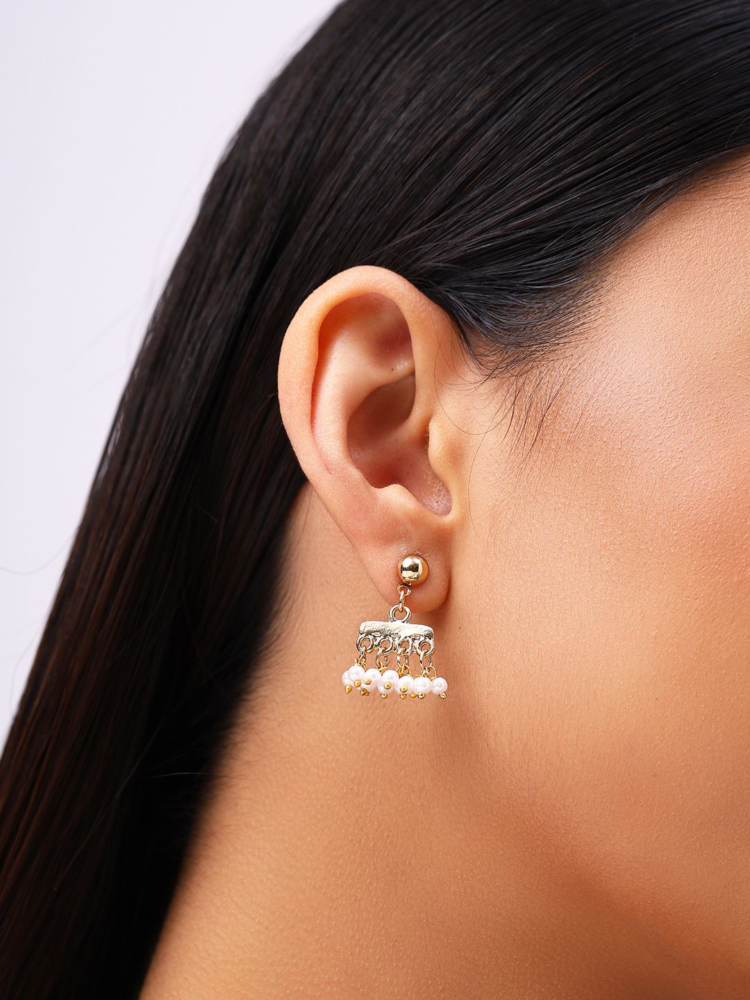 

Priyaasi Gold Plated Pearls Beaded Contemporary Drop Earrings