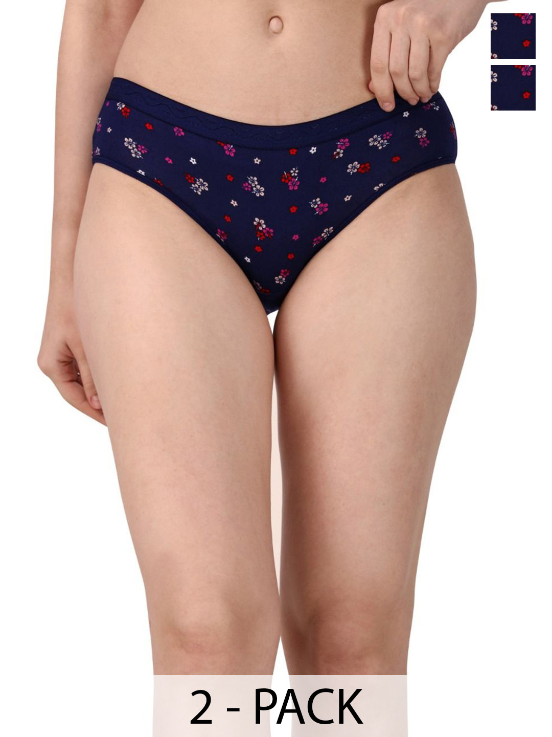 

SHREE GANESH FASHION Pack Of 2 Printed Cotton Bikini Briefs LYCRA BL 002 S, Blue