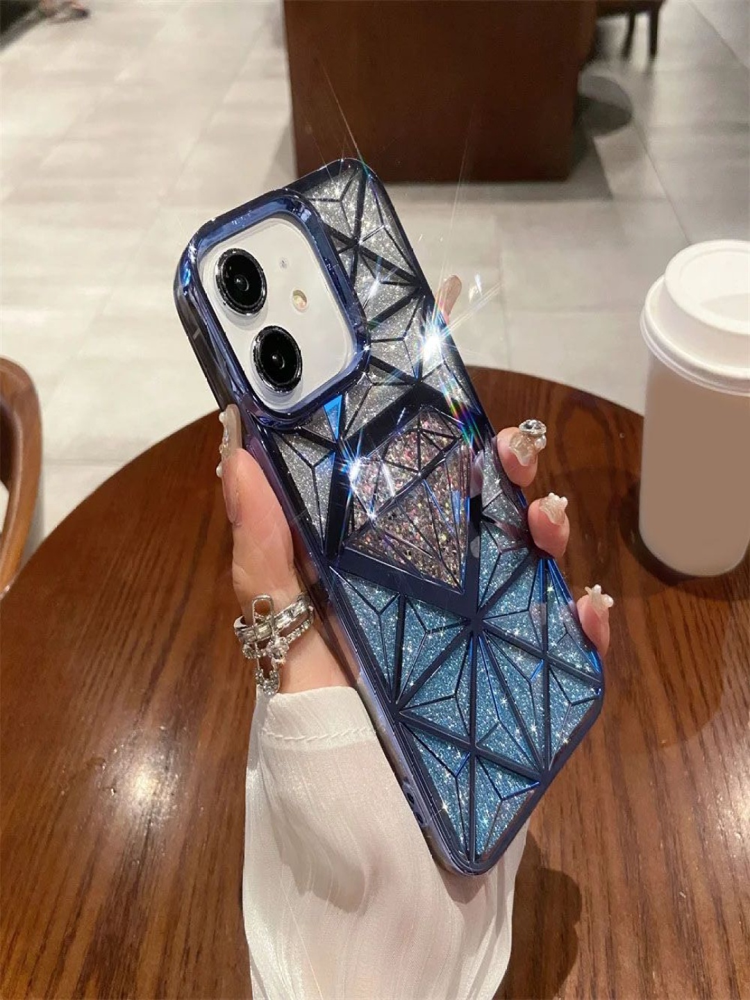 

Luxury Kase Geometric Printed iPhone 12 Back Case Mobile Accessories, Blue