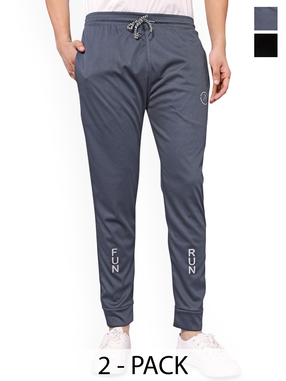 

Moda Rapido Men Pack Of 2 Mid Rise Joggers, Grey