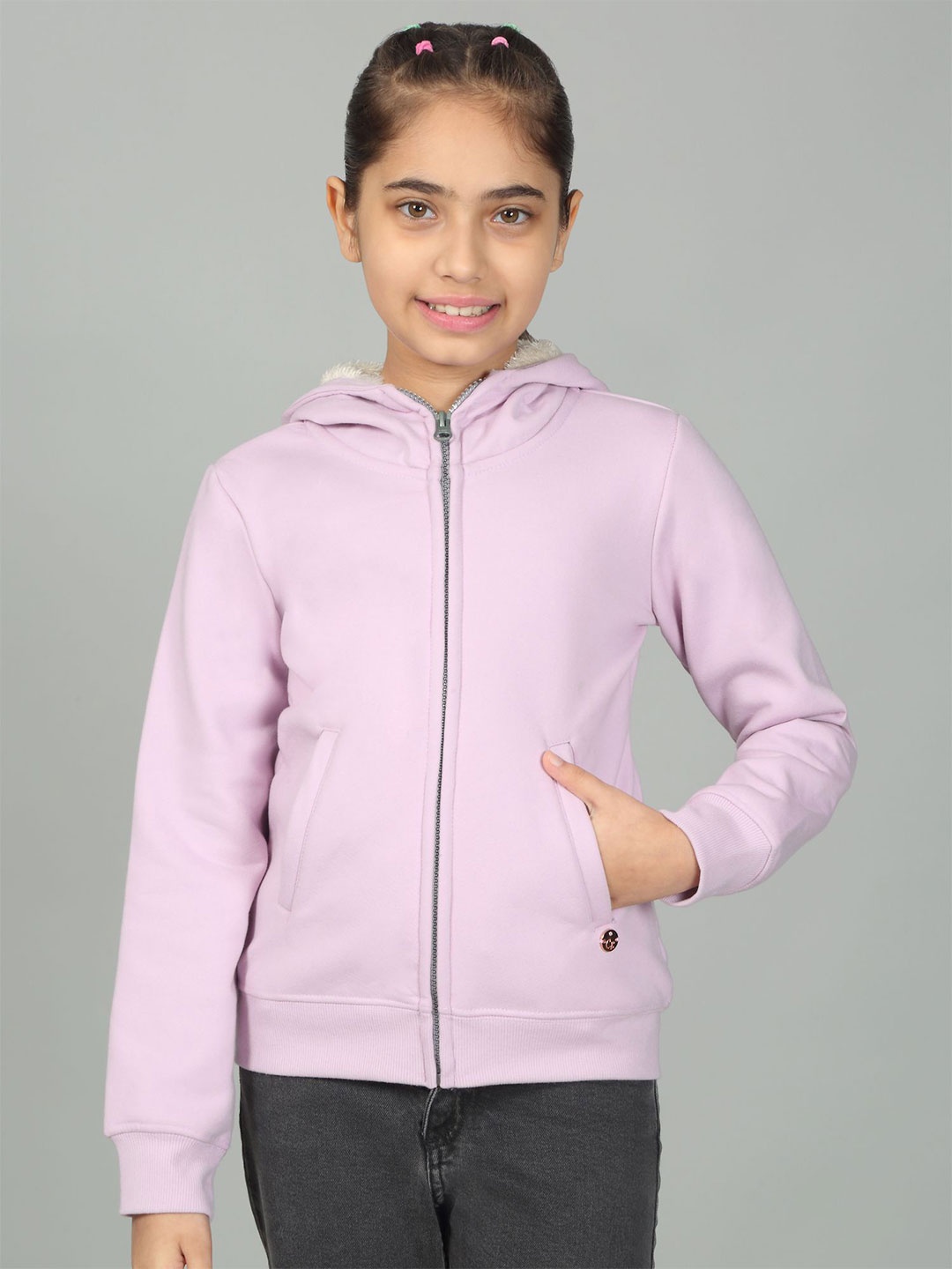 

Cantabil Girls Hooded Sweatshirt, Lavender
