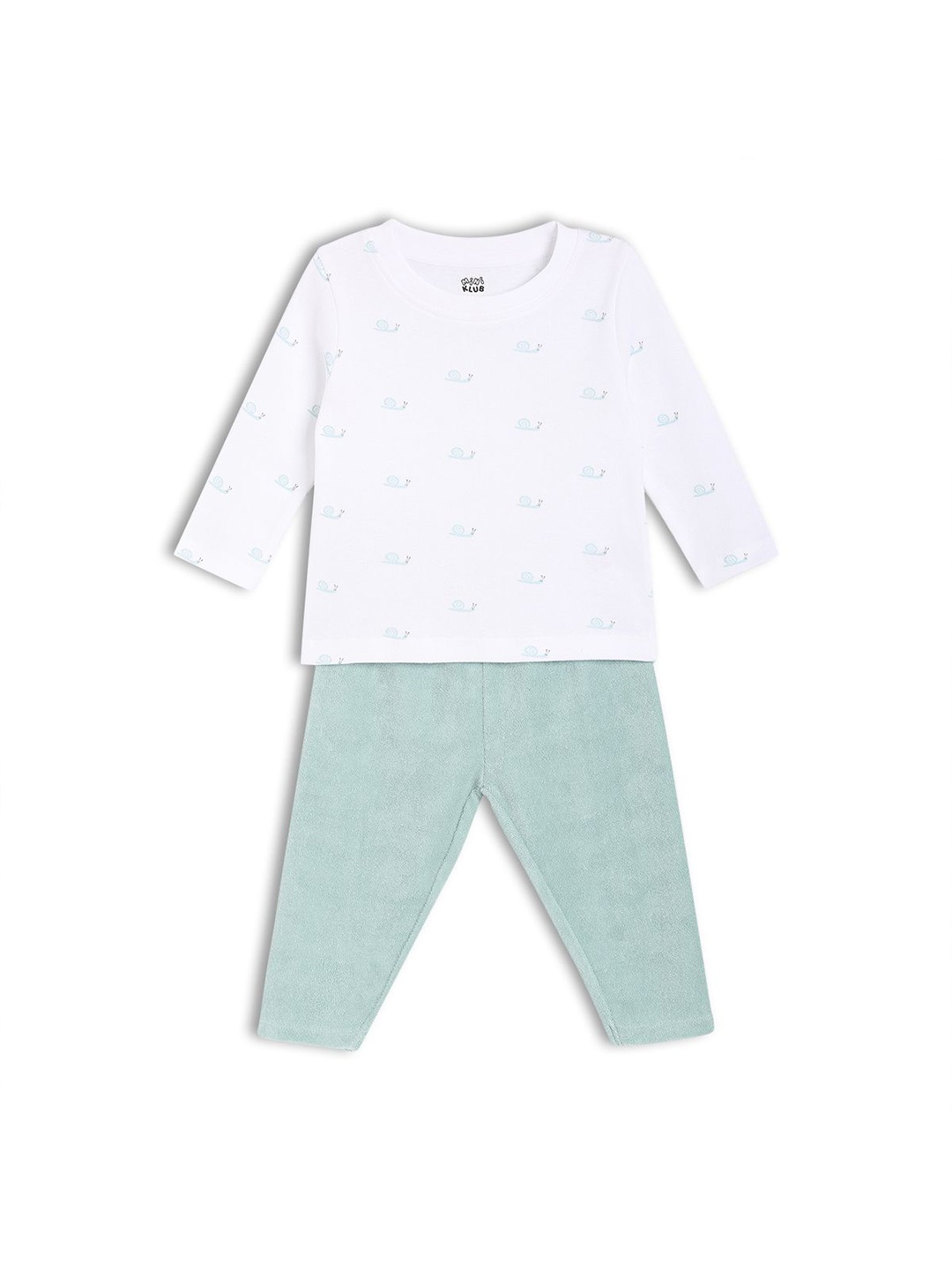 

MINI KLUB Boys Printed Long Sleeves Pure Cotton T-Shirt With Trouser, White