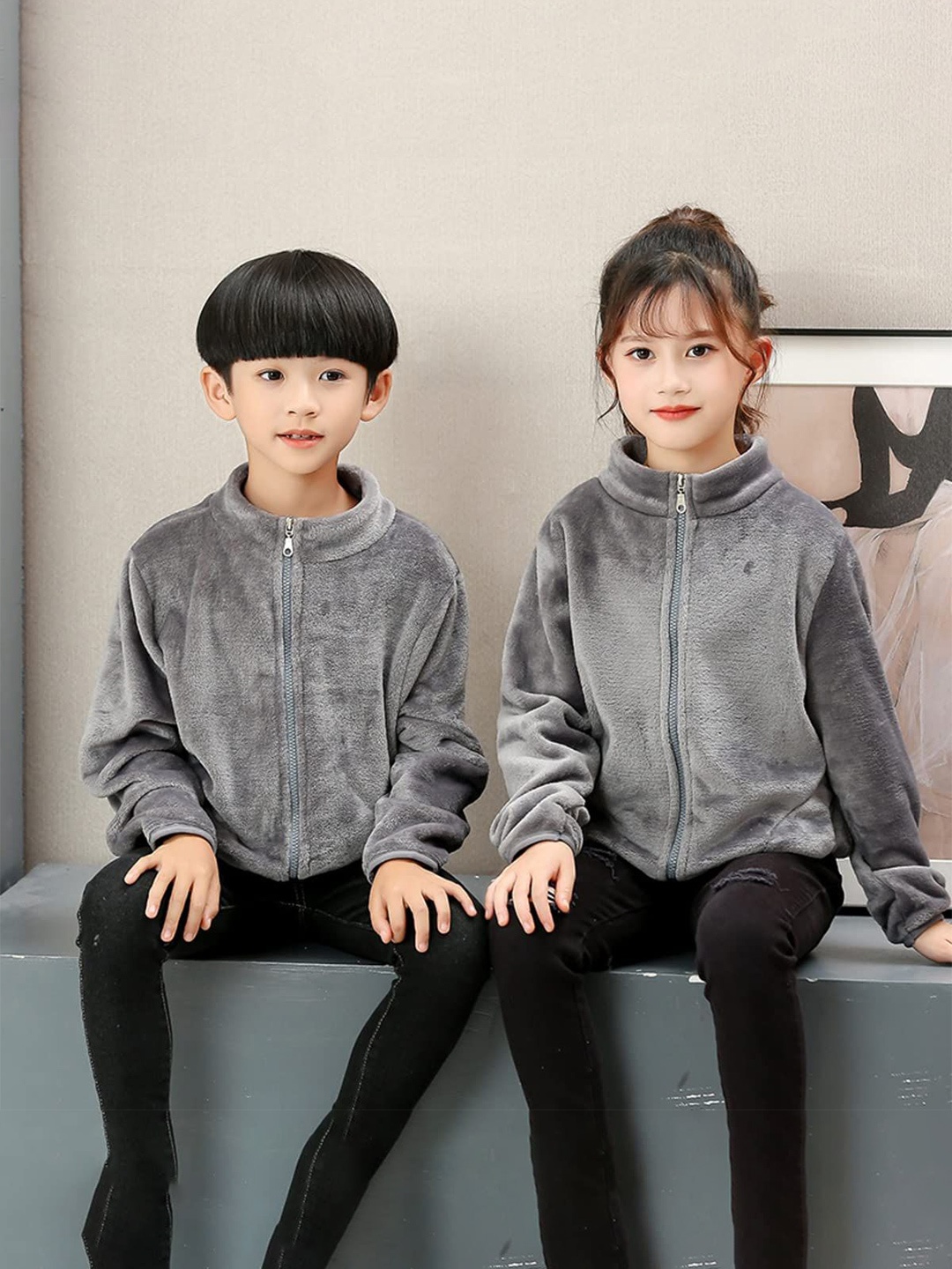 

MOMISY Kids Bomber Jacket, Grey