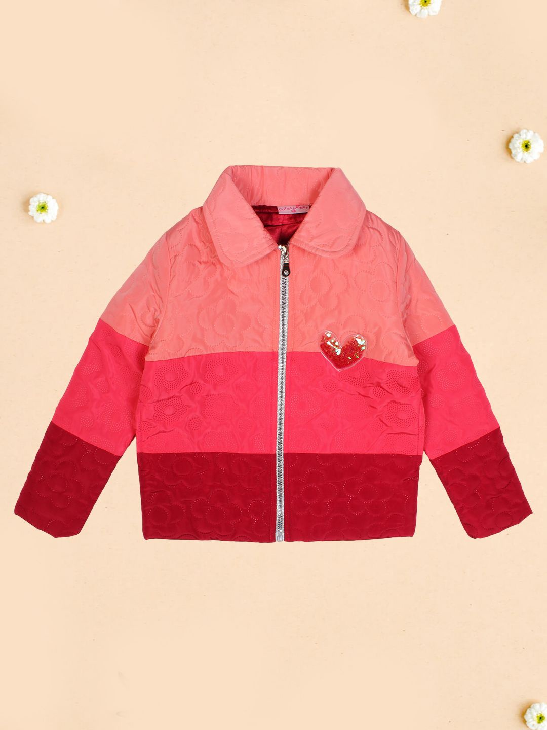 

CUTECUMBER Girls Colourblocked Tailored Jacket, Pink