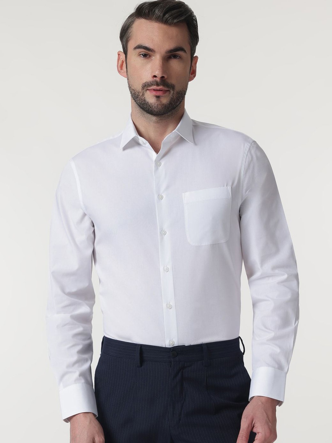 

Marks & Spencer Men Spread Collar Solid Cotton Formal Shirt, White