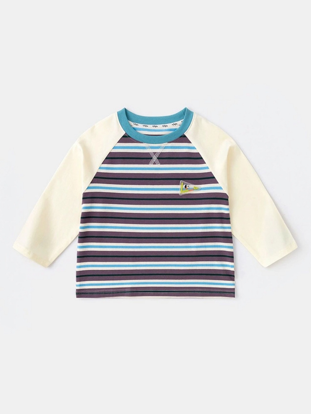 

LULU & SKY Girls Striped Applique T-shirt, Purple