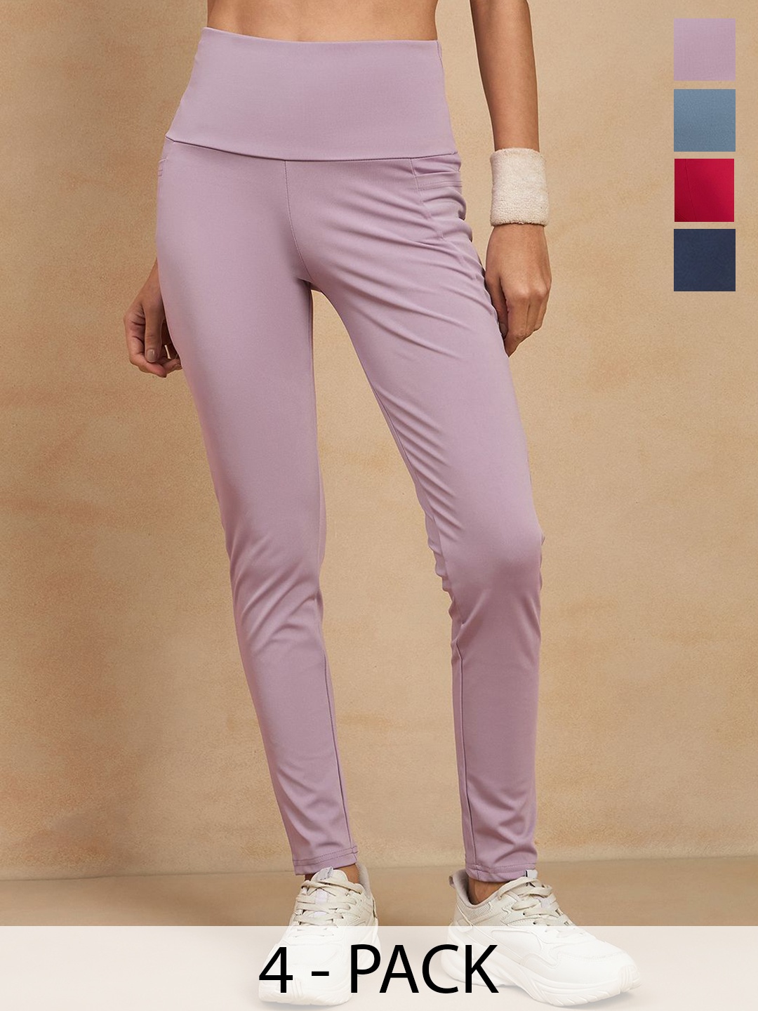 

COLOR CAPITAL Women Pack of 4 Skin Fit Antimicrobial Tights, Lavender