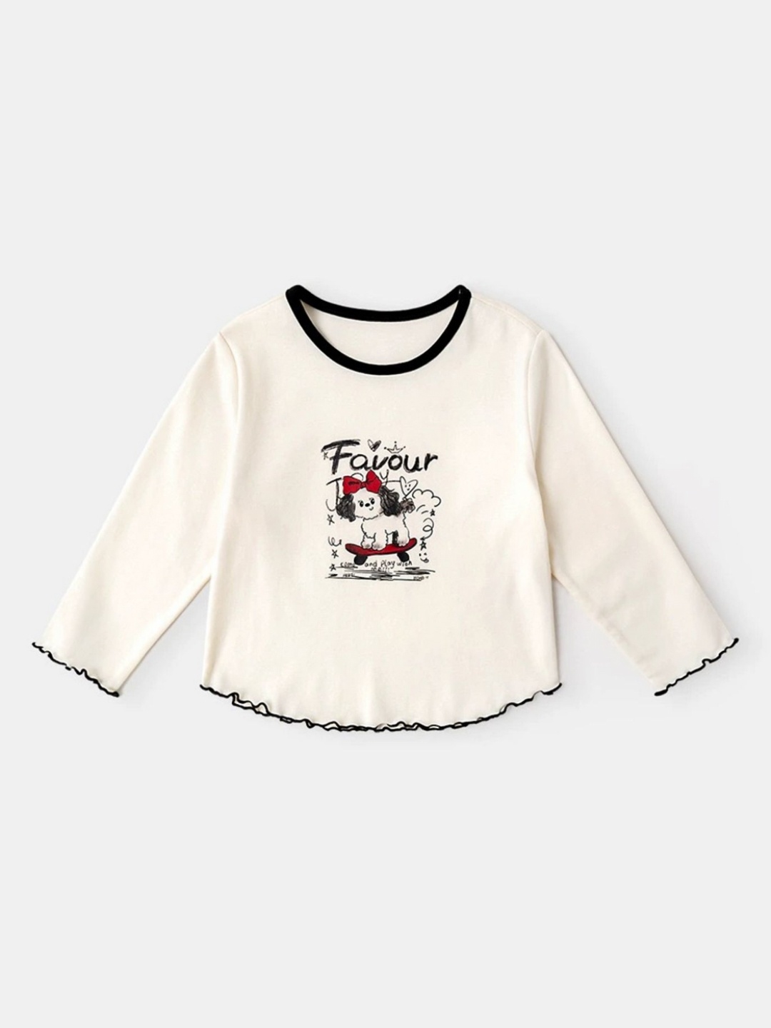

LULU & SKY Girls Typography Applique T-shirt, White