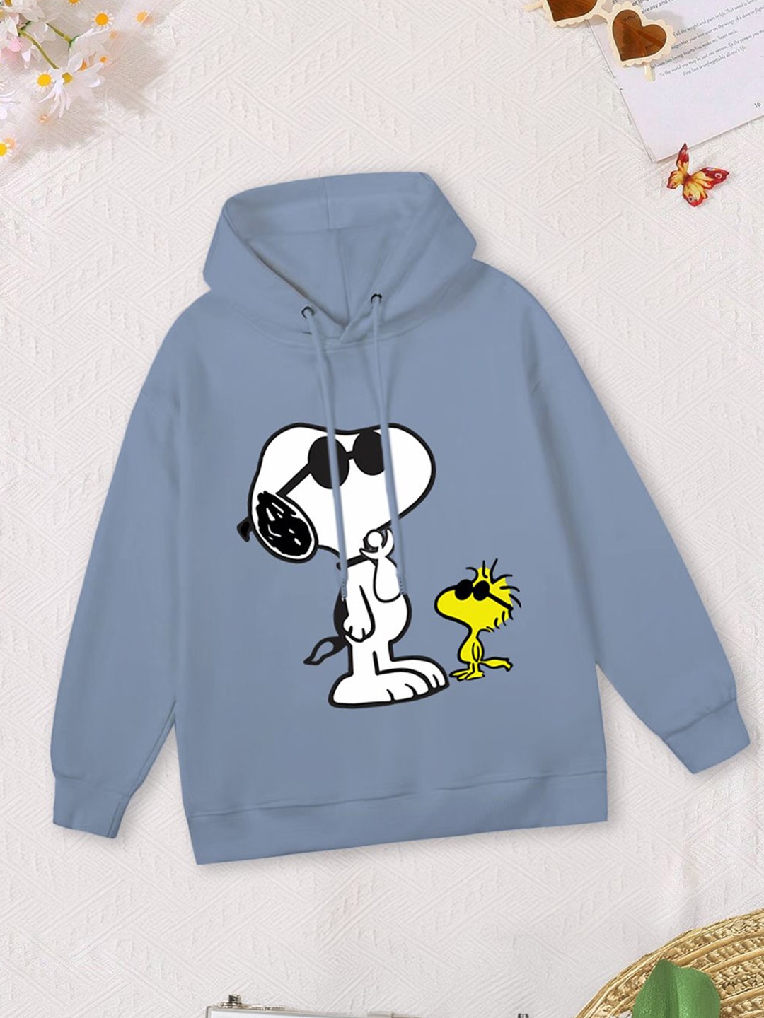 

FOREVER FRIDAY Girls Printed Hooded Cotton Sweatshirt, Blue