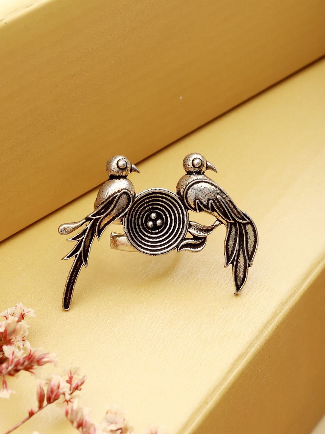 

Priyaasi Silver-Plated Oxidized Finger Ring