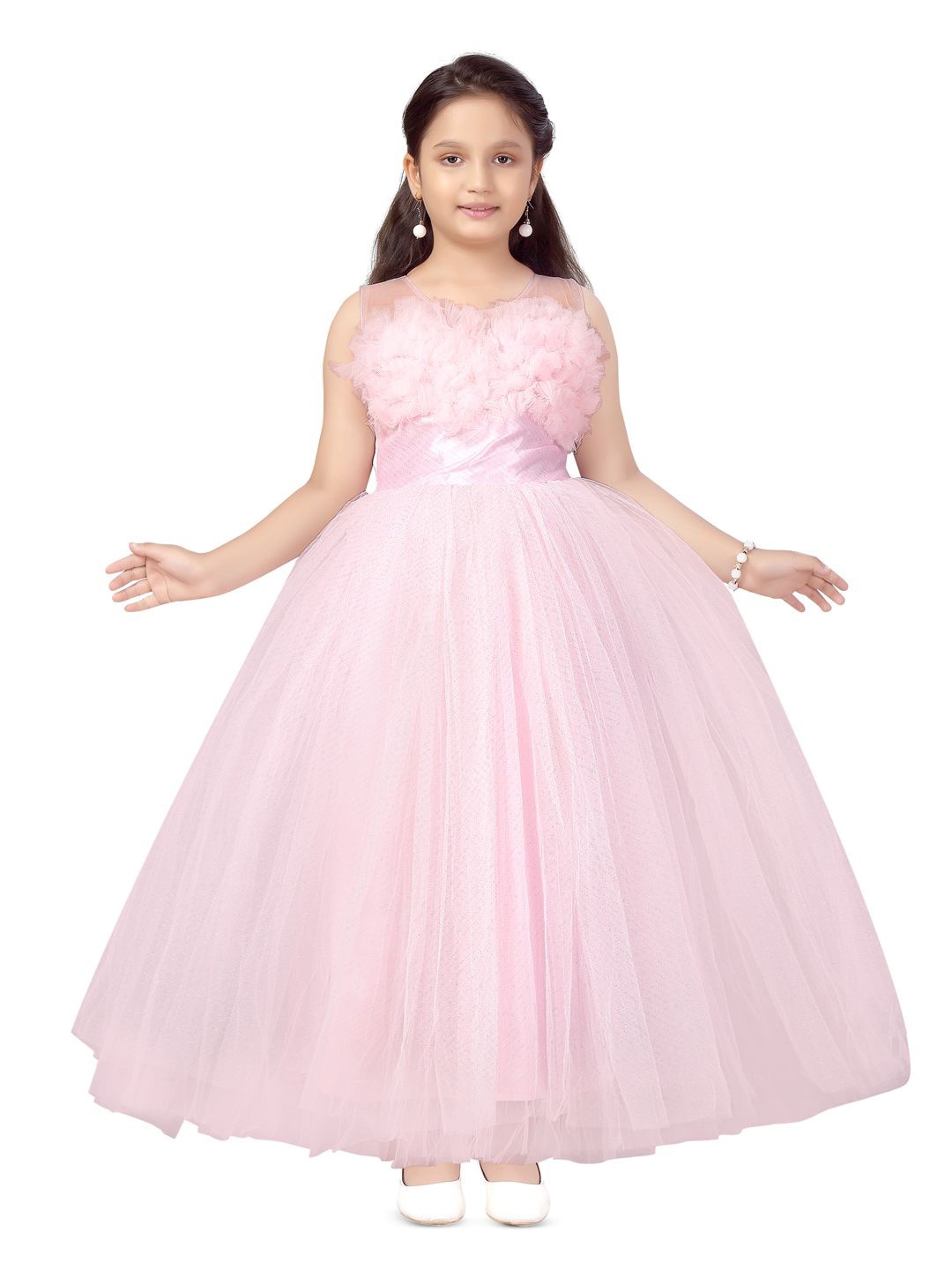 

YK Girls Round Neck Maxi Dress, Pink