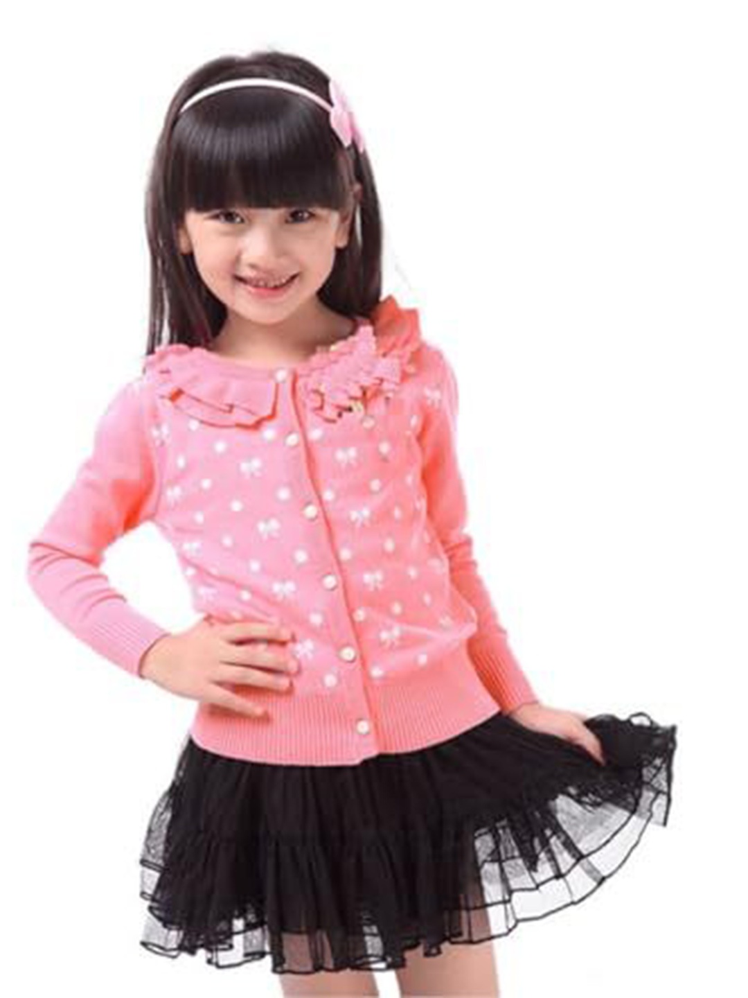 

MOMISY Girls Self Design Cotton Cardigan, Pink