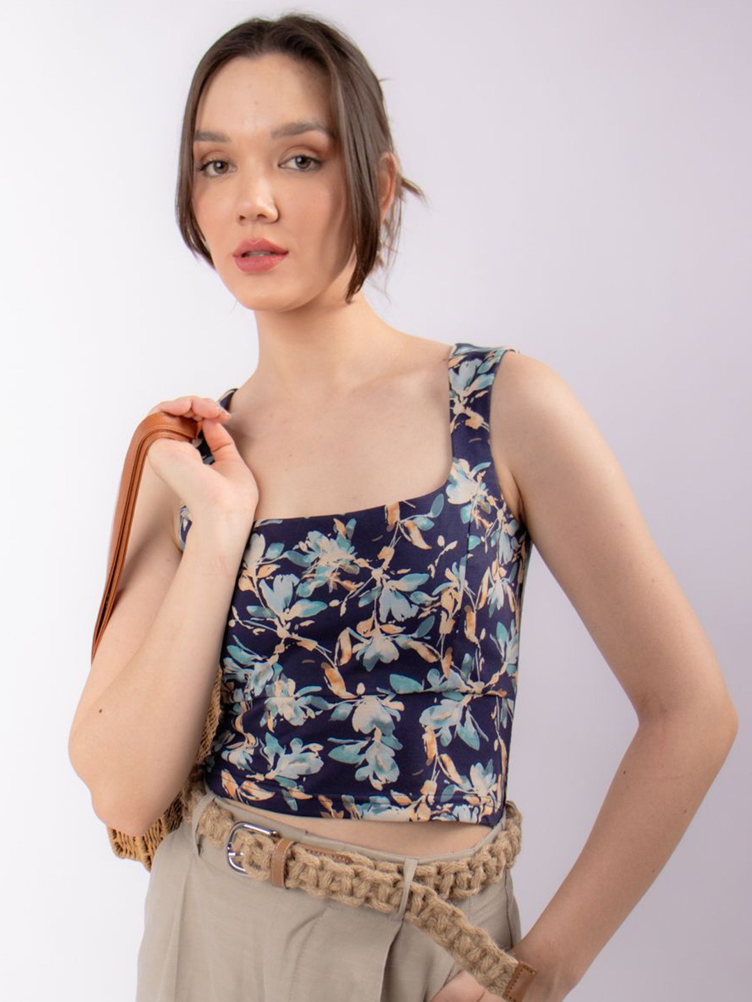 

DressBerry Floral Print Net Tank Top, Multi