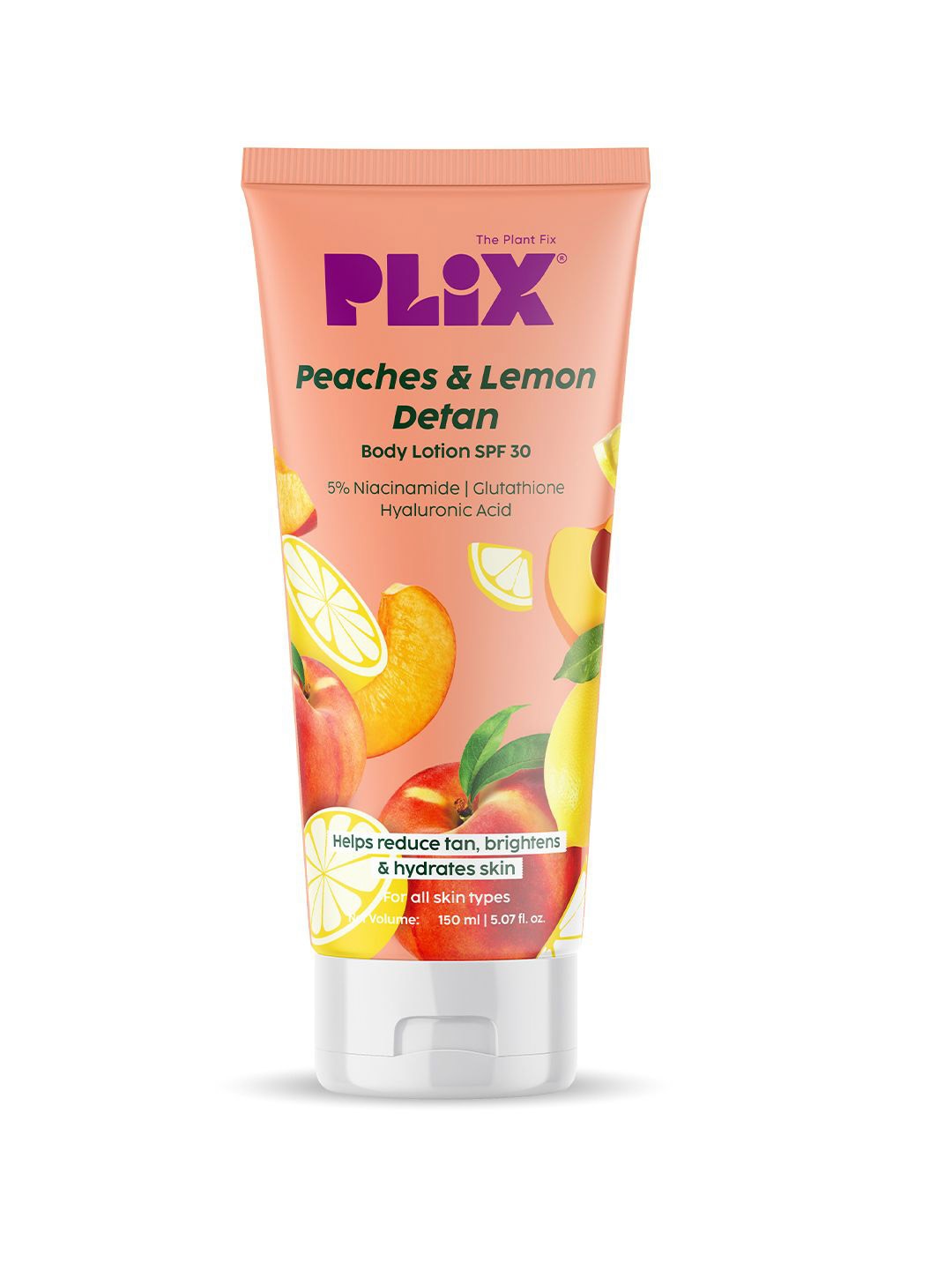 

PLIX THE PLANT FIX Peaches & Lemon Detan Body Lotion SPF 30 With 5% Niacinamide - 150 ml, Pink