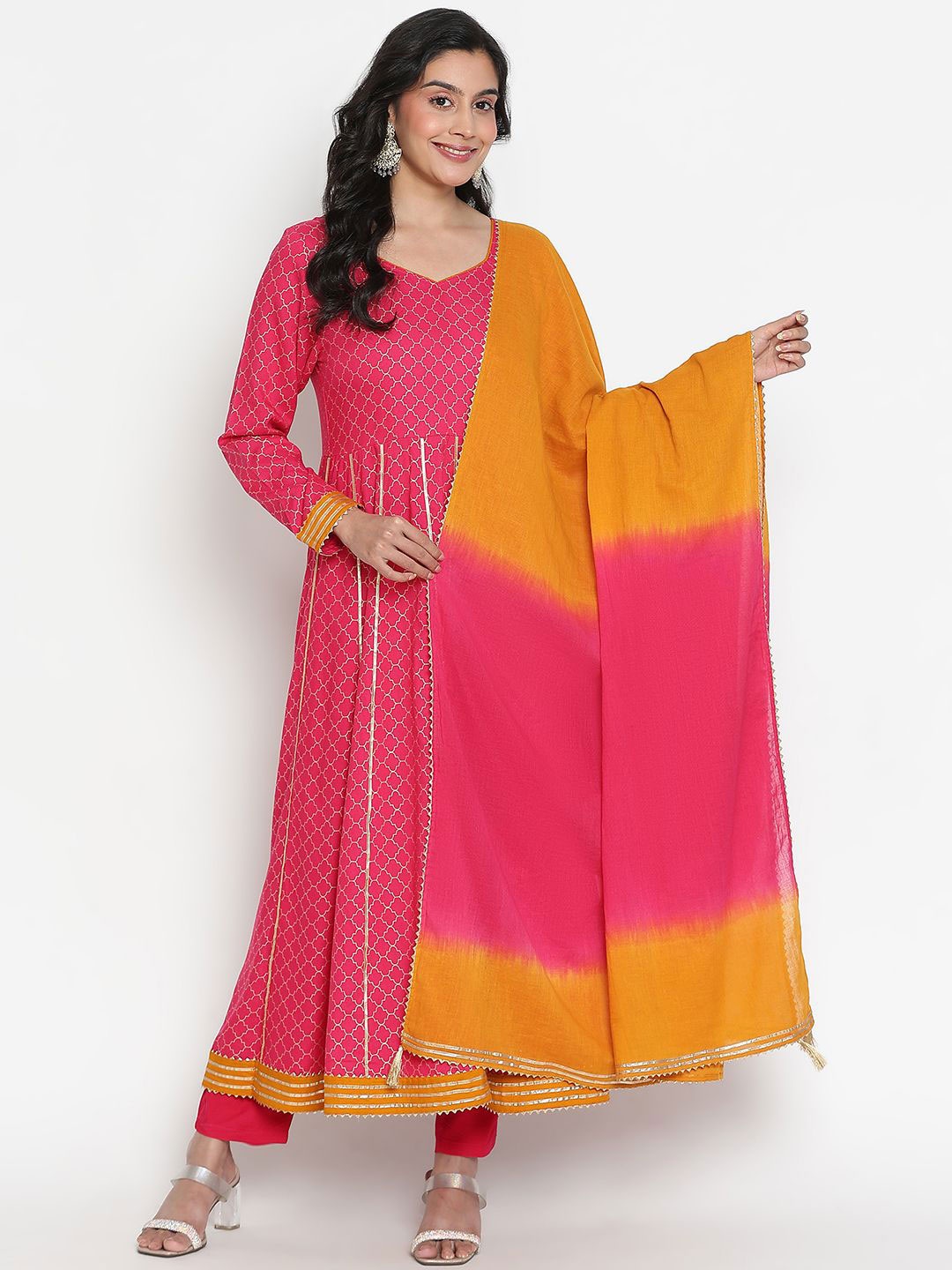 

VEGAL Printed Anarkali Kurta Sets, Pink