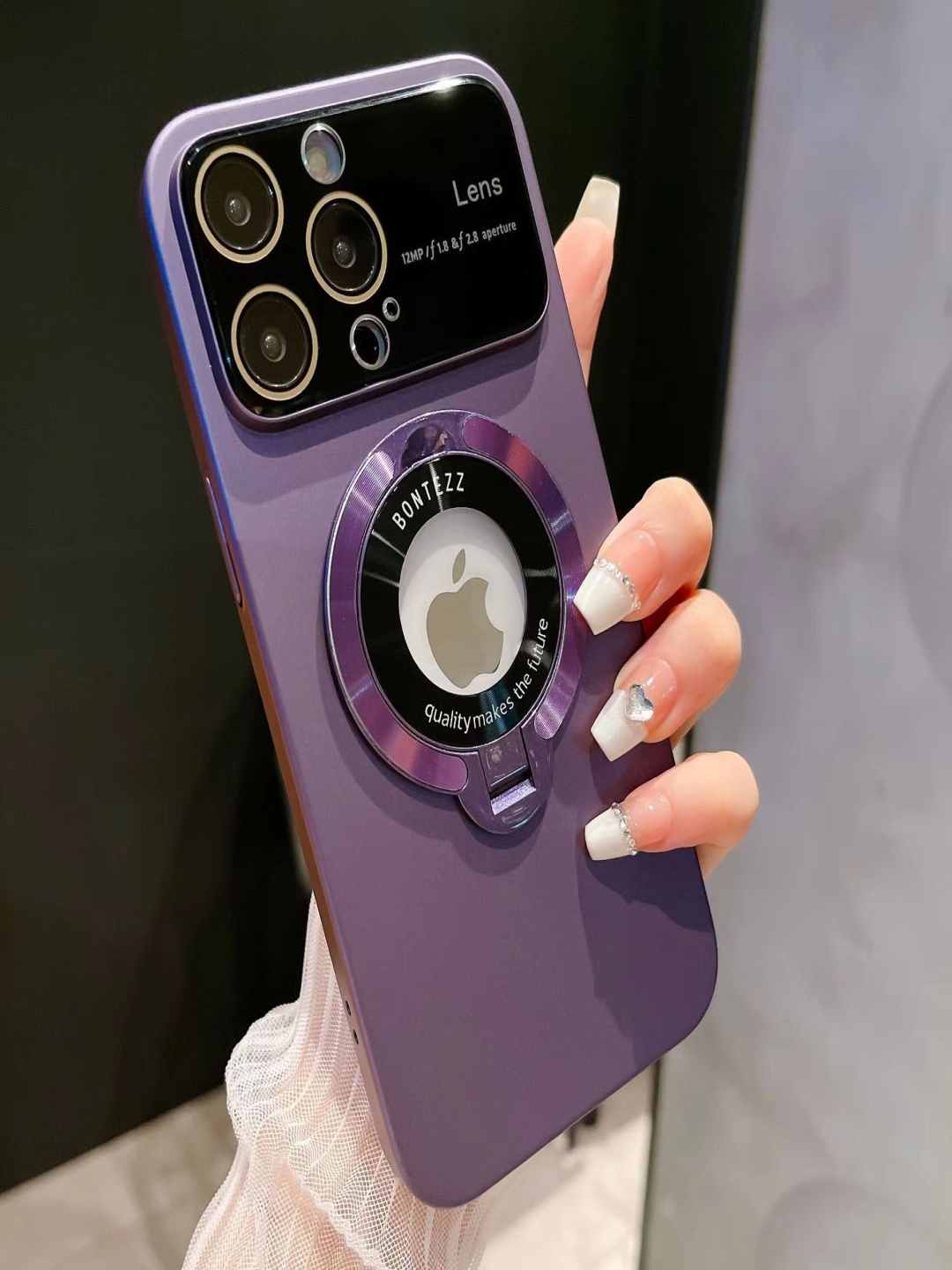 

Luxury Kase Solid Printed iPhone 15 Pro Back Case Mobile Accessories, Purple