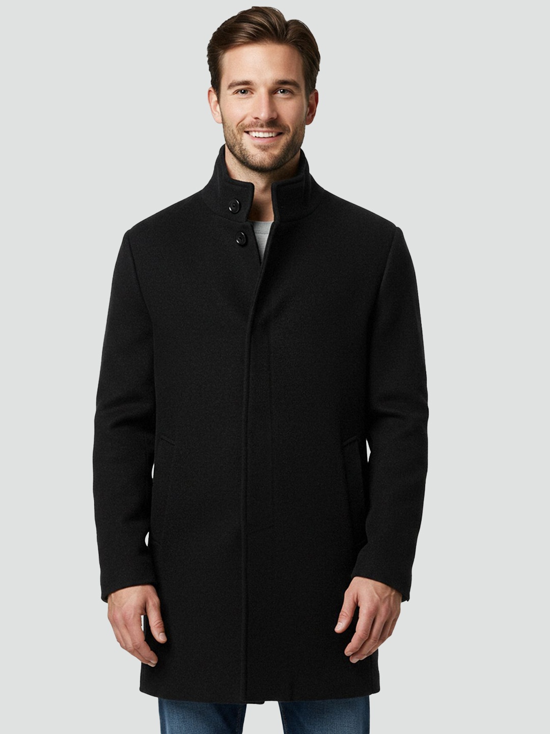 

Trendyol Men Long Sleeves Overcoat, Black