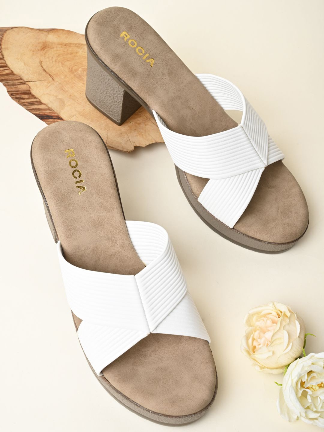 

Rocia Block Sandals, White