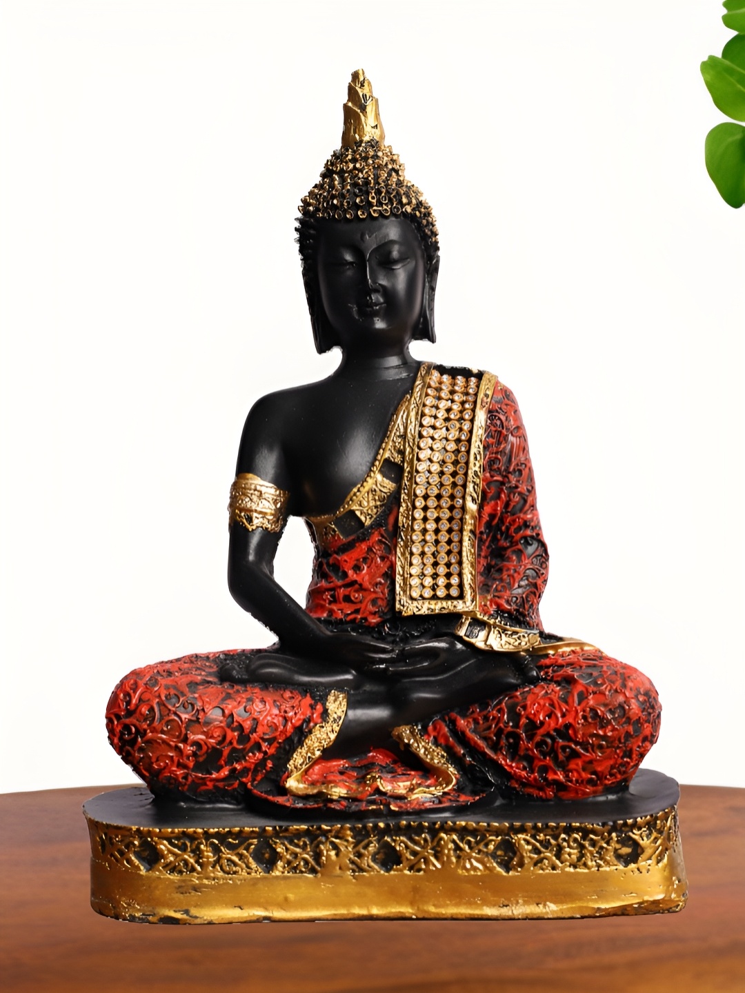 

INTERNATIONAL GIFT Red & Black Meditating Buddha Idol Showpiece