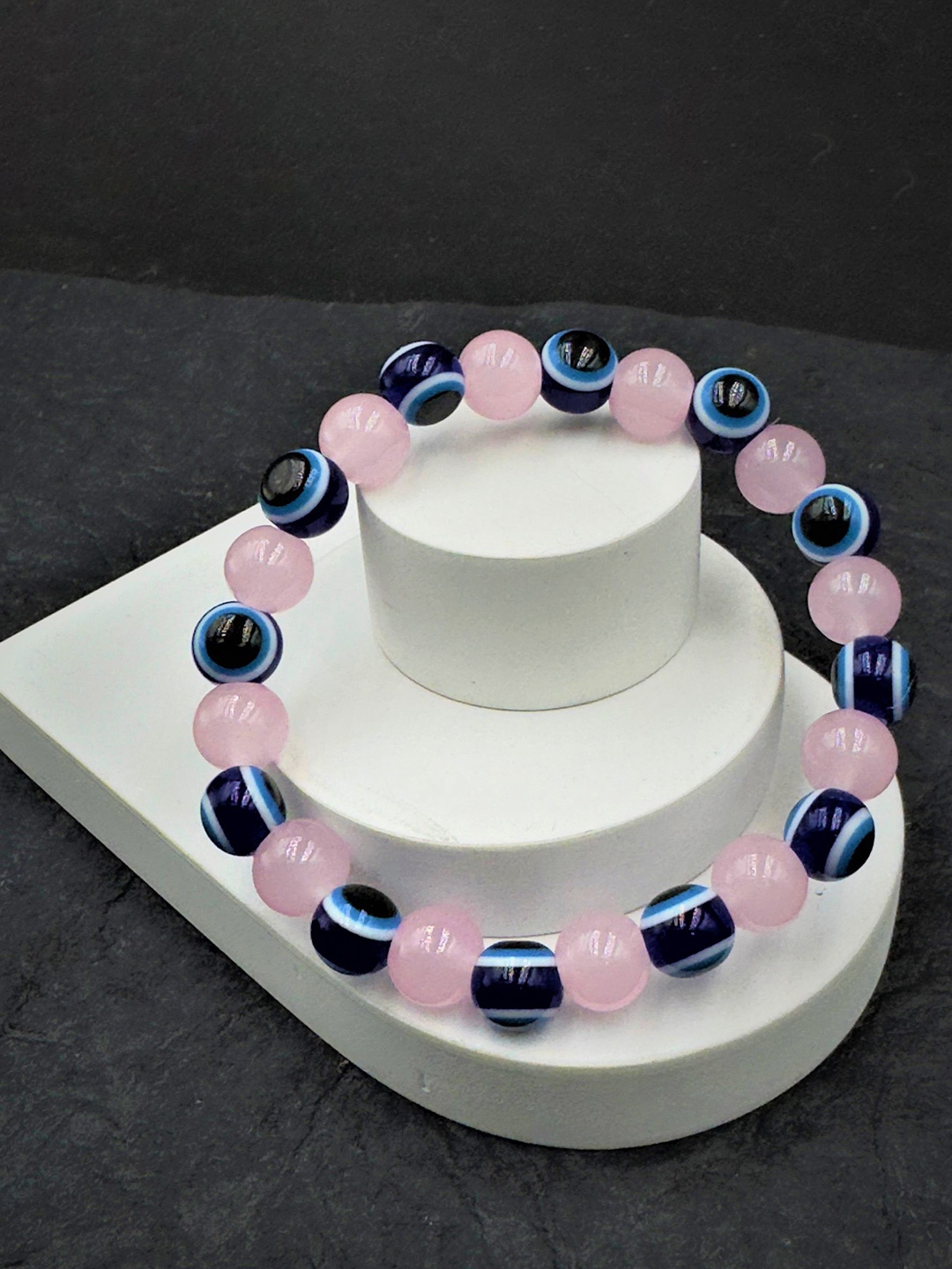 

AKLINA Artificial Beads Beaded Ceramic Elasticated Bracelet, Pink