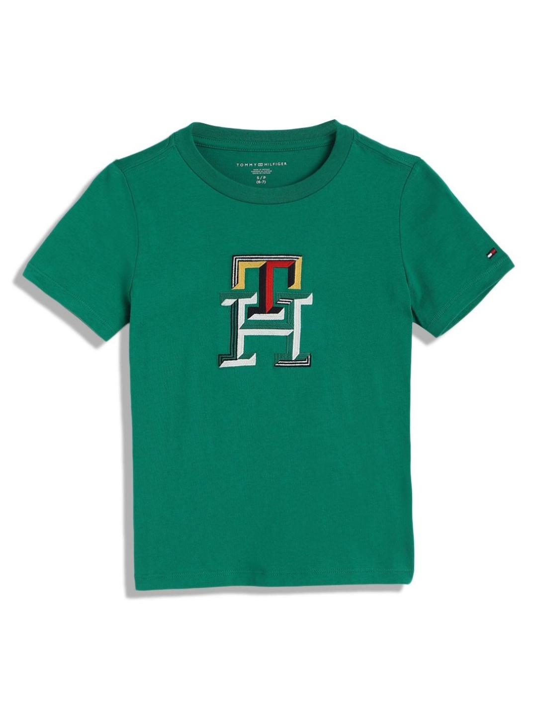 

Tommy Hilfiger Boys Typography Printed Round Neck Cotton T-shirt, Green