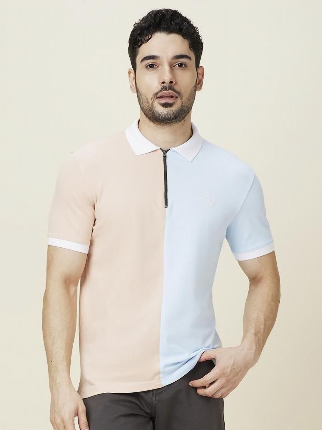 

Being Human Men Colourblocked Polo Collar Slim Fit T-shirt, Blue