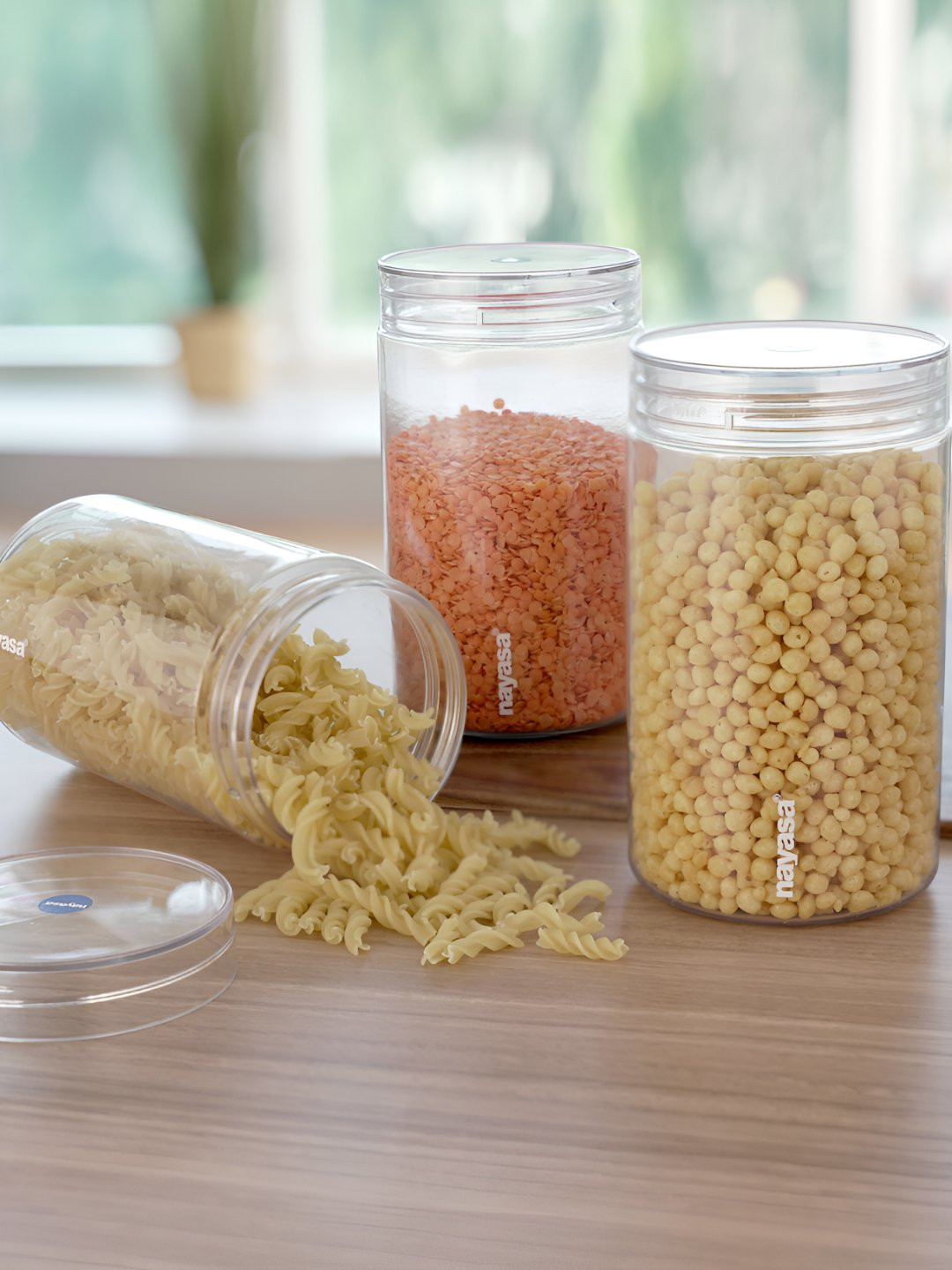 

Nayasa Globe Set Of 3 Unbreakable Kitchen Storage Clear Container-1 Litre, Transparent