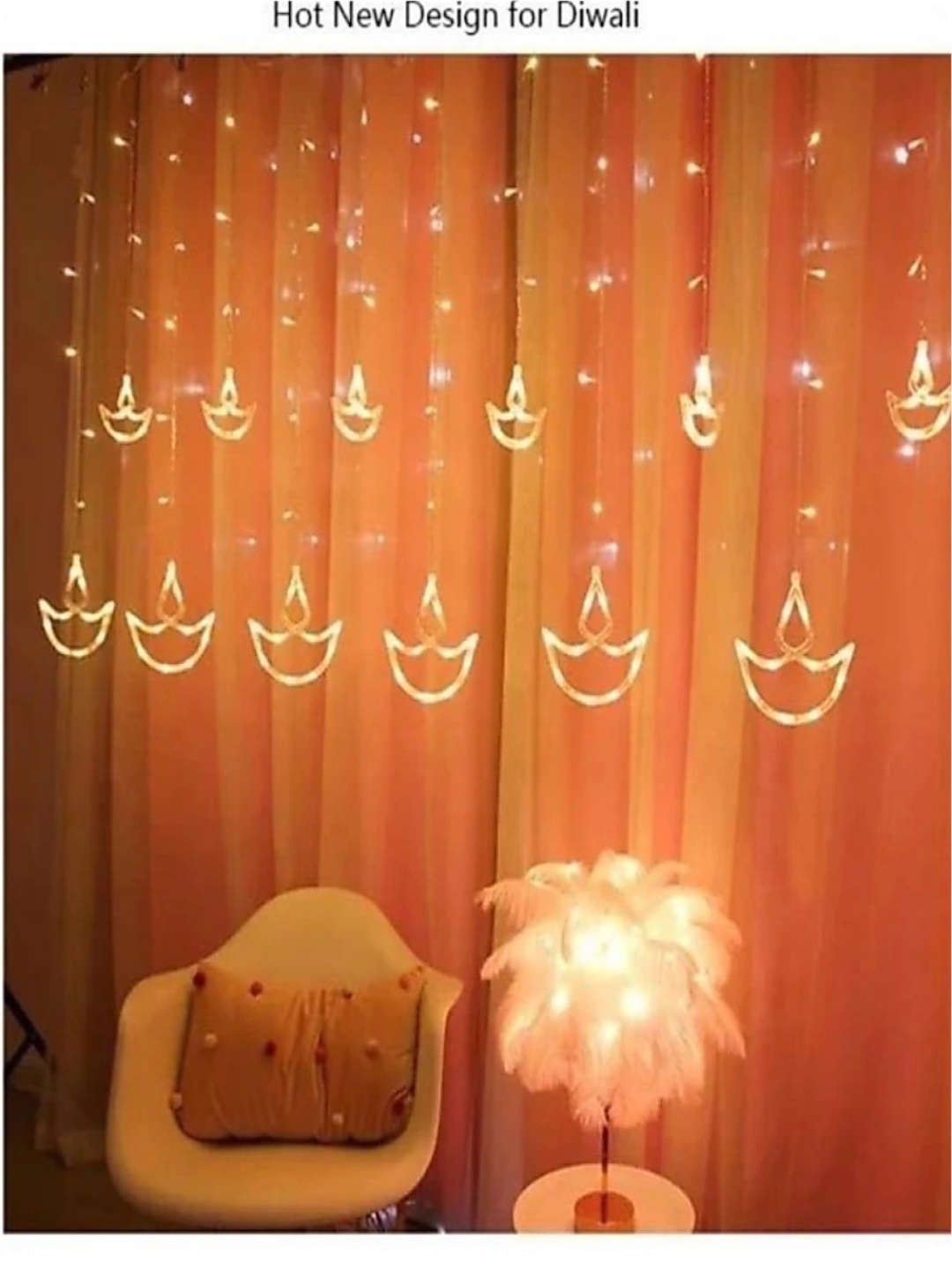 

SPARK WORLD Yellow Diya Shape LED Curtain Fairy String Lights