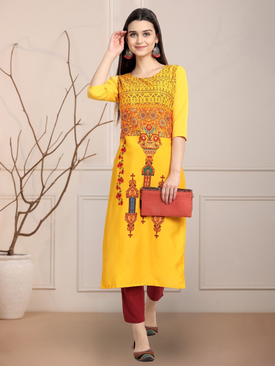 

Moda Rapido Printed Straight Kurta, Yellow